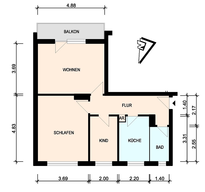 Modernisierte 2,5 Zimmer-Wohnung mit Balkon - 25335 Elmshorn - Photo 1