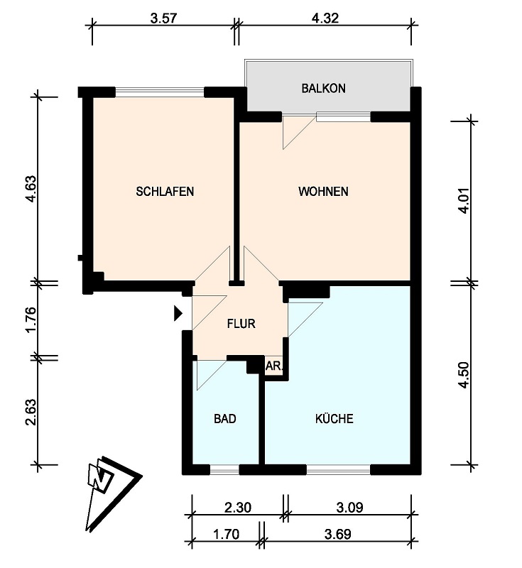 Helle, gepflegte 2-Zimmer-Wohnung mit Balkon - 25335 Elmshorn - Foto 1